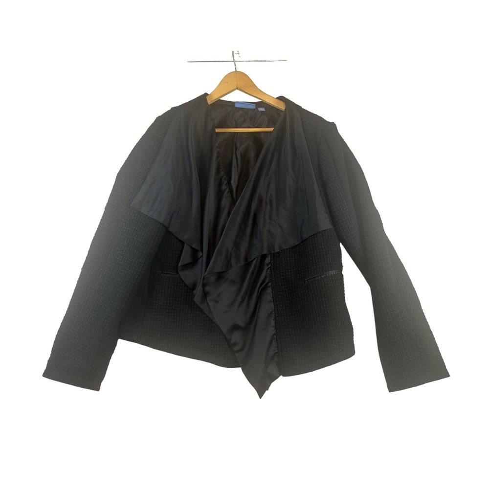 Simply Vera Vera Wang Womens XL Black Draped Open Front‎ Textured Boucle Jacket